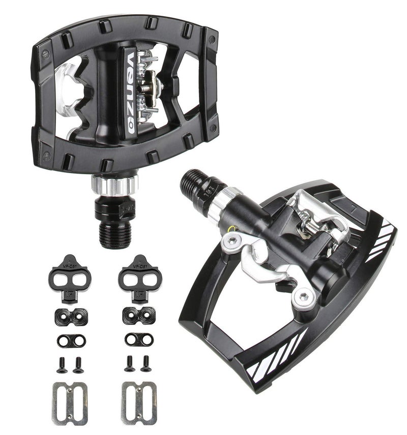 Venzo Dual Function Platform Multi-Use Compatible with Shimano SPD Mountain Bike Bicycle Sealed Clipless Pedals - Dual Platform Multi-Purpose - Great for Touring, Road, Trekking Bikes - Black - Image 4